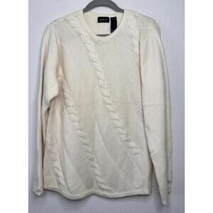 Liz Claiborne‎ Cashmere Cable Knit Sweater Ivory Women’s M Old Money Preppy